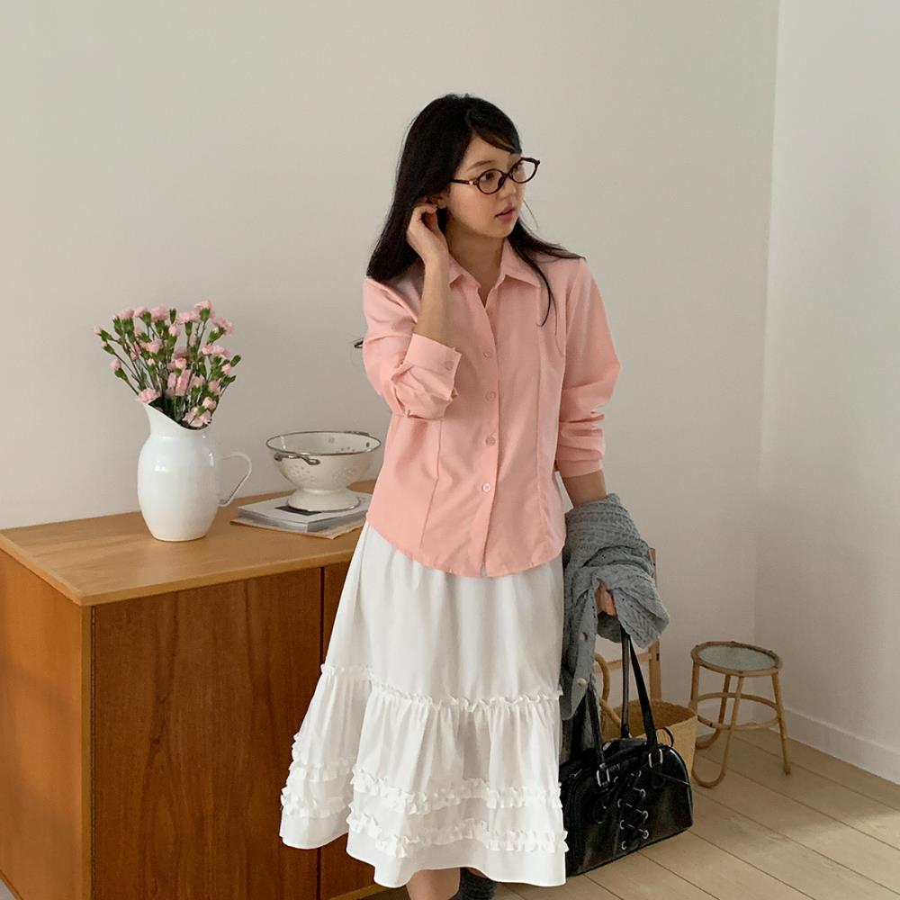 옷자락 여성 클래식 핀턱 절개라인 세미크롭 셔츠 남방 : 옷자락 OSJARAK
