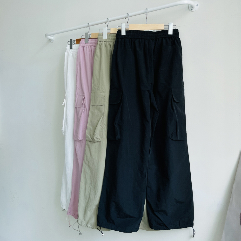 바스락 카고 와이드 조거팬츠 통바지 여성 밴딩 키작녀 키큰여자 팬츠 - 상세 이미지 3