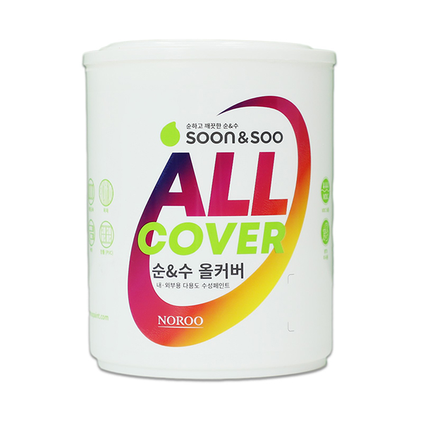 노루페인트 다용도용 친환경 순앤수 올커버 1L 유광 화이트1 벽지 목재 철재