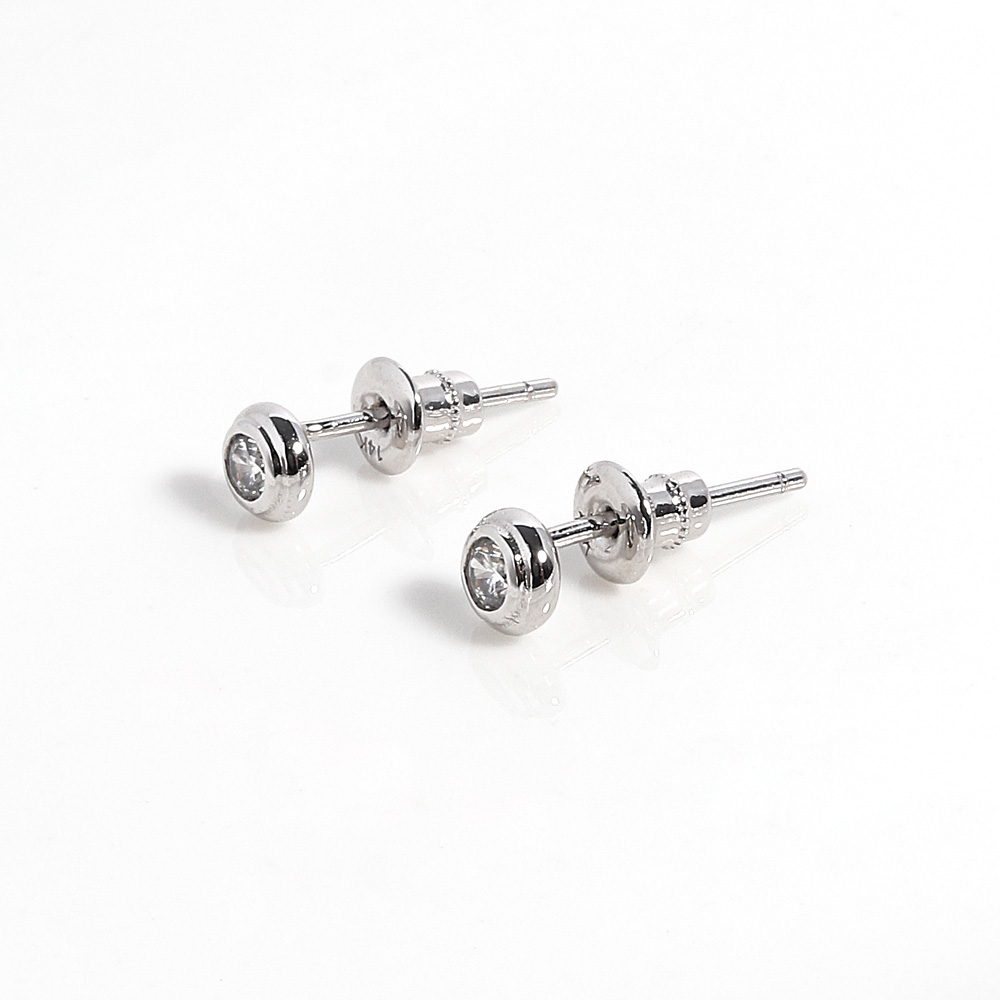 2.8mm 랩 다이아 미니 베젤 라운드 스터드 침 귀걸이 이어링 - 상세 이미지 5