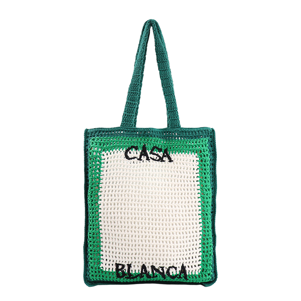 카사블랑카 로고 크로셰 숄더백 AS23 BAG 011 01 GREEN/WHITE - 상세 이미지 2