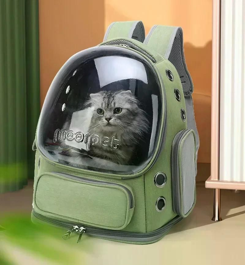 투명 반려동물 가방 고양이 강아지 용 야외 여행 배낭 통기성 운반 반려견 반려묘 그린 - 상세 이미지 2