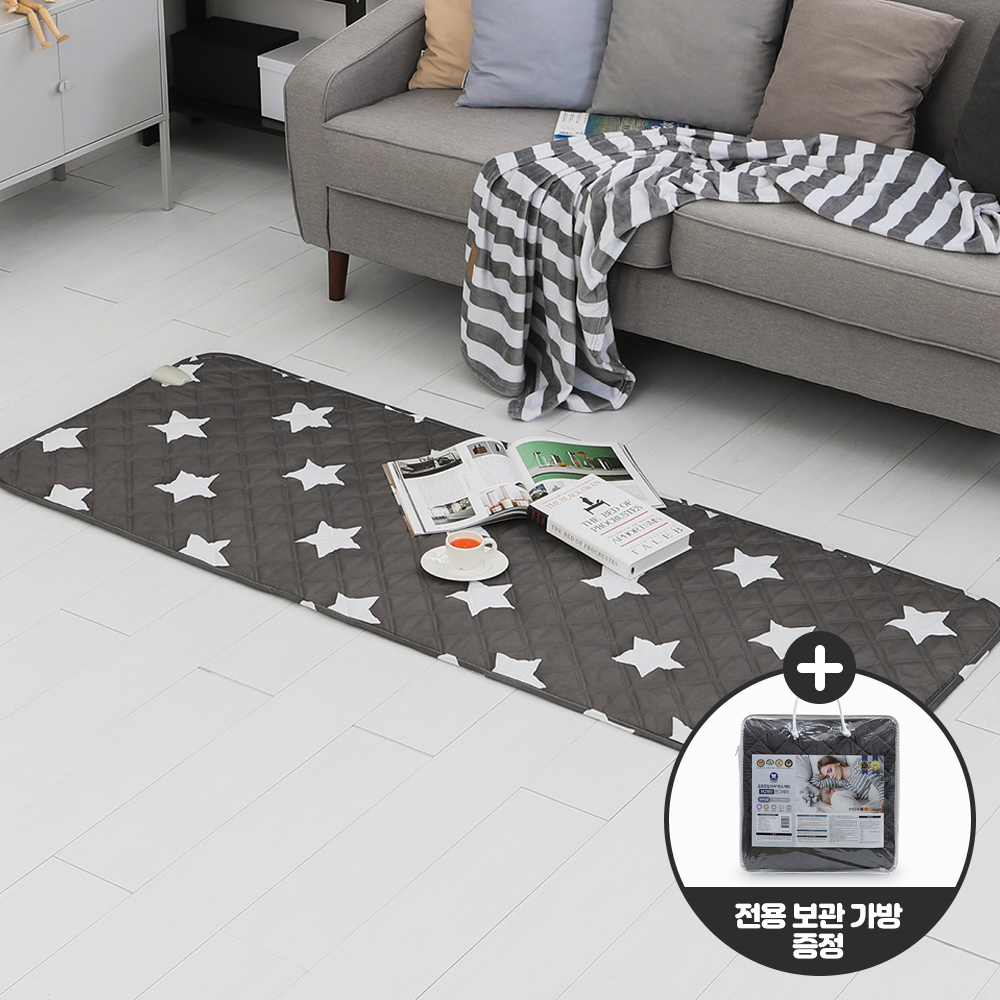 곰표한일 워셔블 전기요 온열매트 캠핑 스타블랙그레이 미니싱글