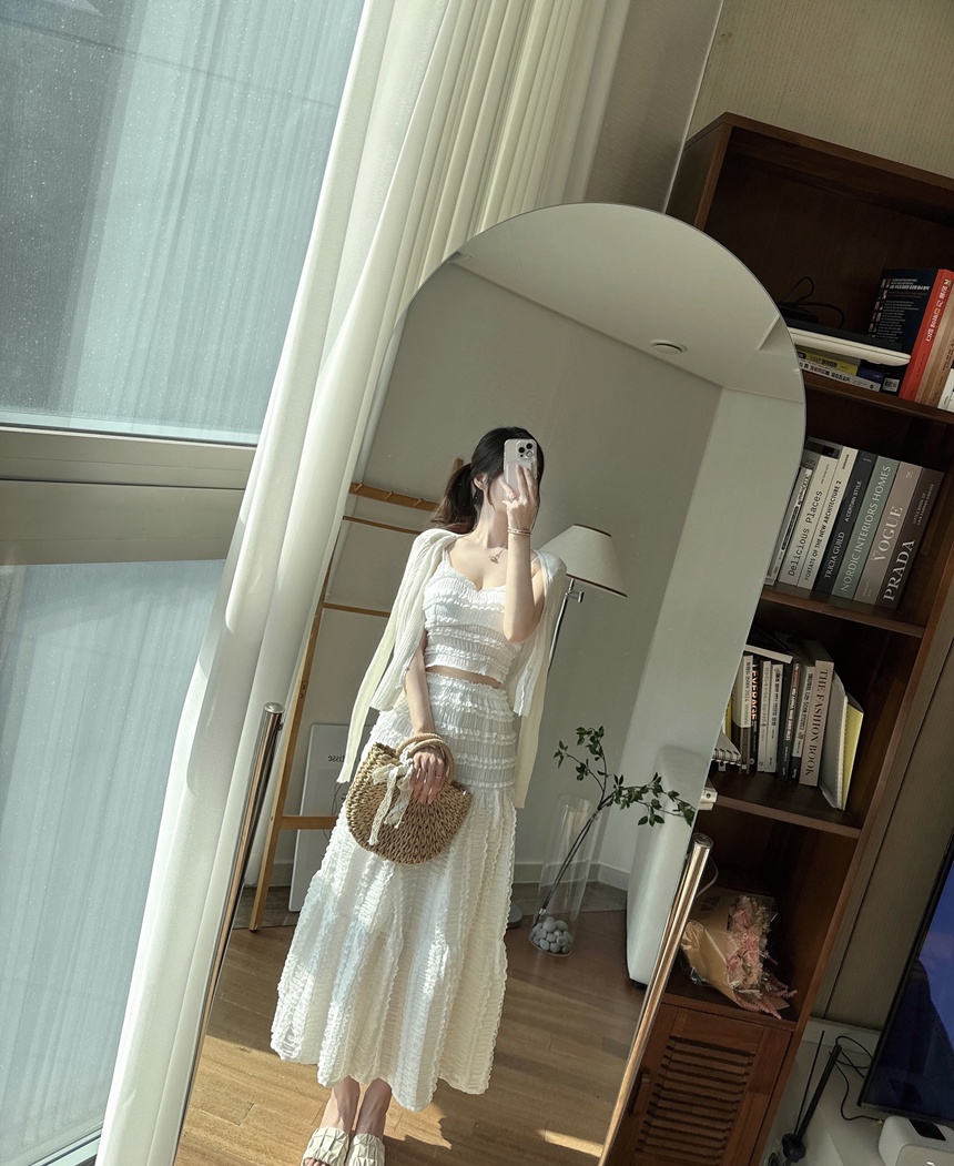 [신상💛롱ver*/숏ver*]동남아 휴양지 캡내장 프릴 나시 투피스 세트 상세 이미지 4