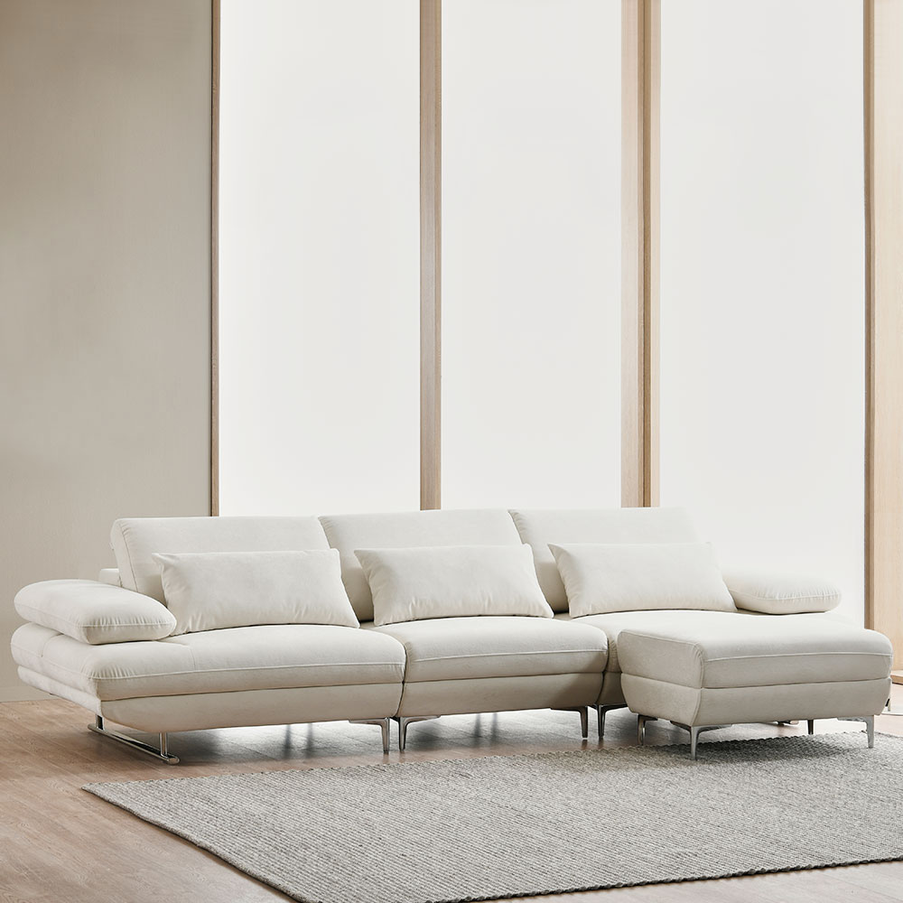 스코나 보르센 세투스 아쿠아텍스 패브릭 스윙 소파 스툴포함, 크림화이트, 4인용