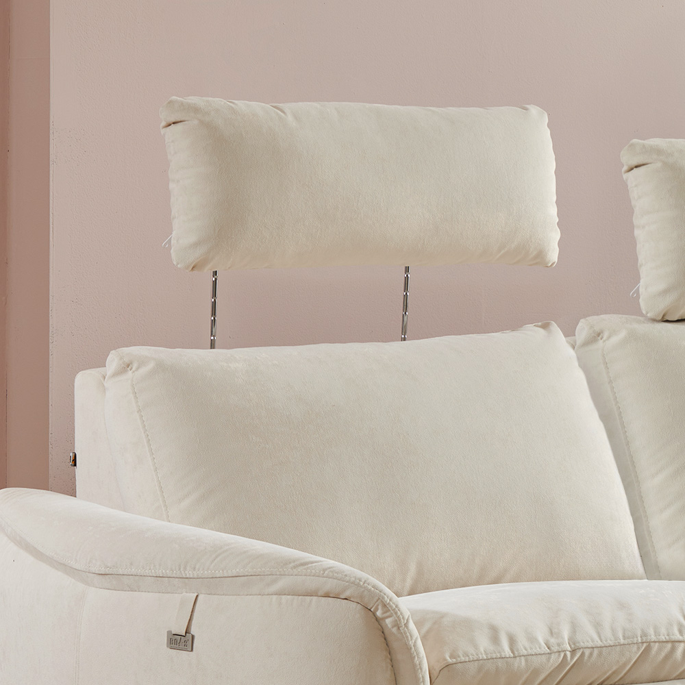 스코나 모렌 구스 세투스 아쿠아텍스 패브릭 전동 리클라이너 소파 스툴미포함, 크림베이지, 컵홀더 3인용