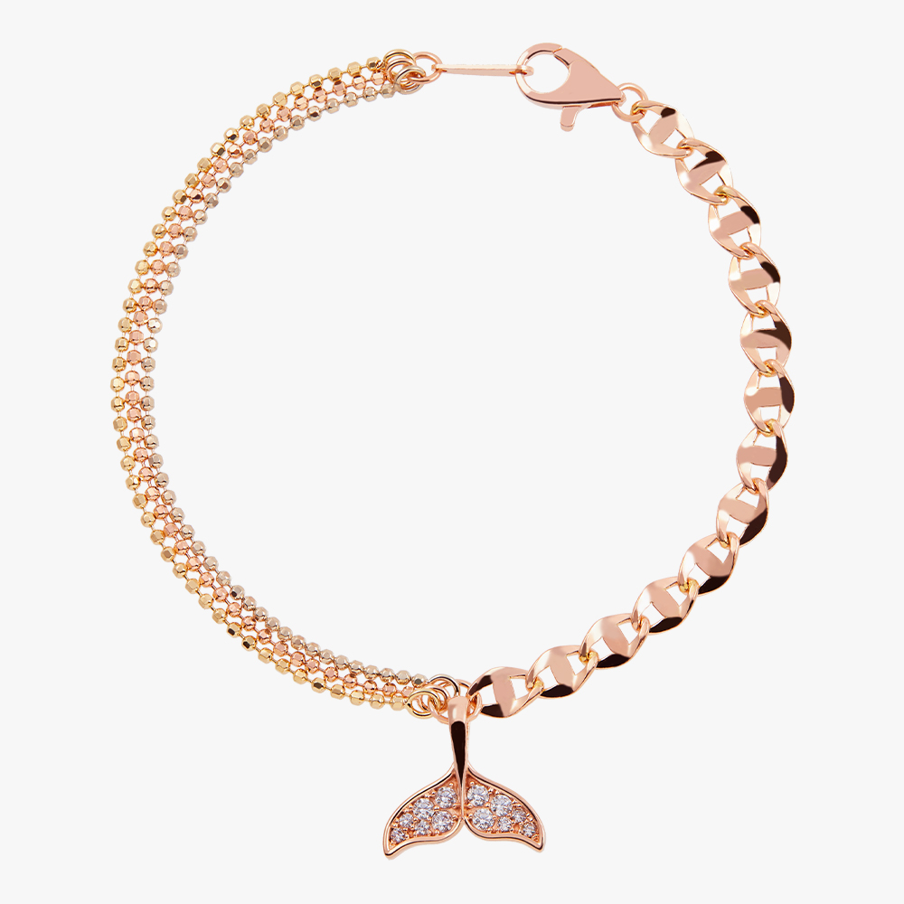 [네이버단독]14K 아르캉시엘 큐빅 고래꼬리 볼 체인 금 팔찌