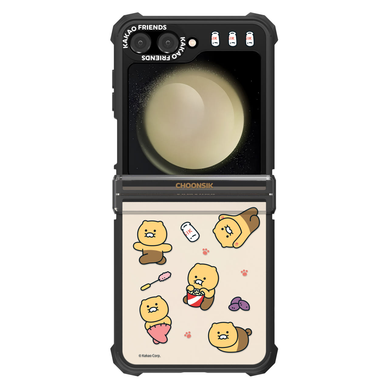 모란카노 맥세이프 임팩트 제로 카카오 춘식이 디자인 범퍼 투명 케이스 춘식이패턴춘식, 갤럭시 Z플립5