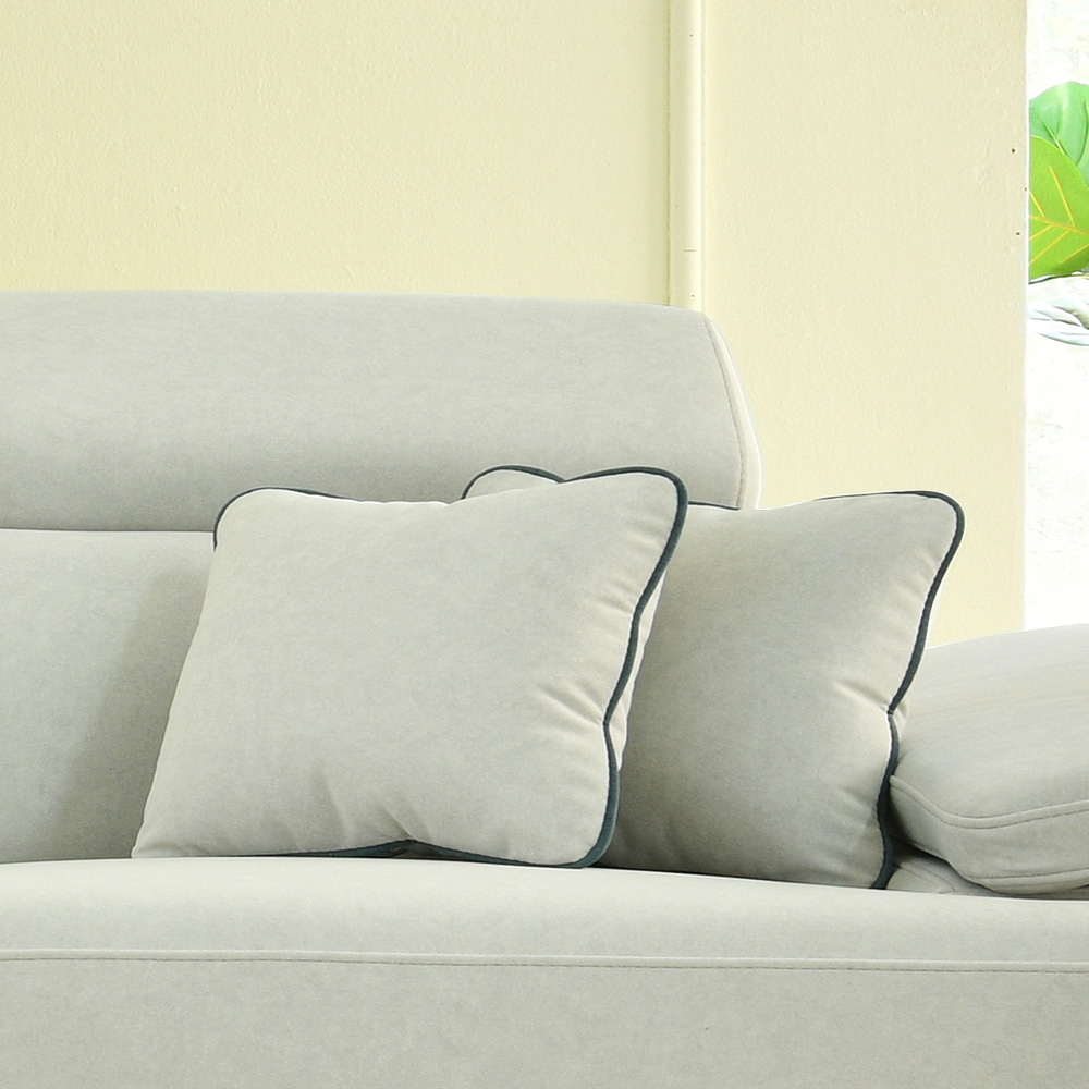 스코나 아드모 조야 아쿠아텍스 패브릭 이지클린 헤드틸팅 소파 스툴미포함, 연그레이, 3인용