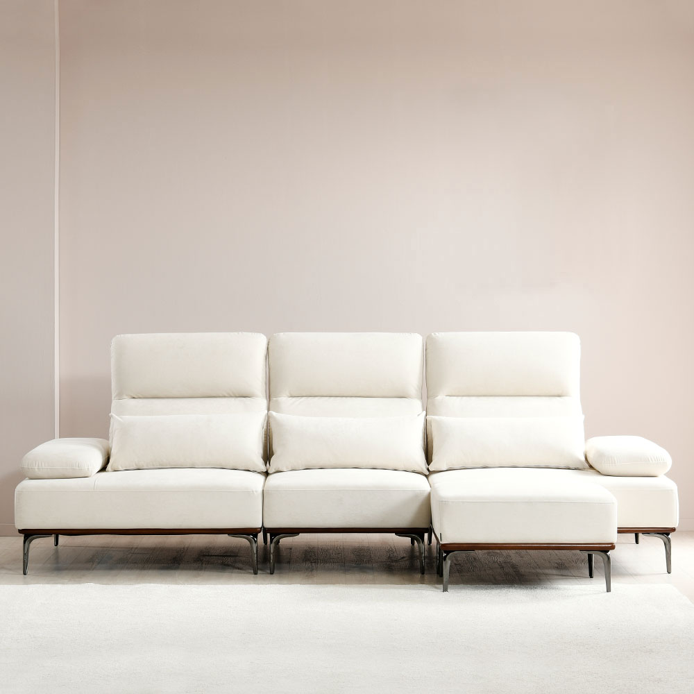 스코나 베이언 세투스 패브릭 애쉬원목 스윙 소파 스툴포함, 크림화이트, 4인용