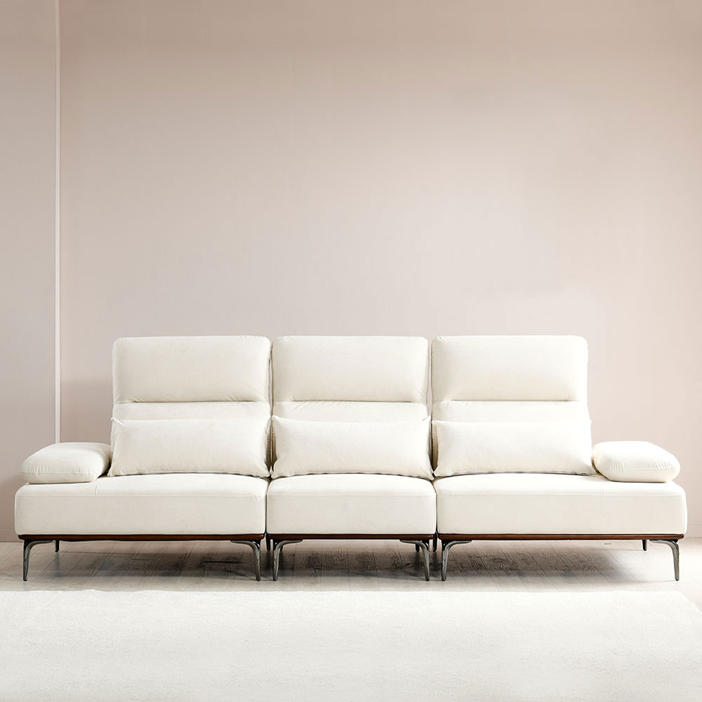 스코나 베이언 세투스 패브릭 애쉬원목 스윙 소파 스툴미포함, 크림화이트, 4인용