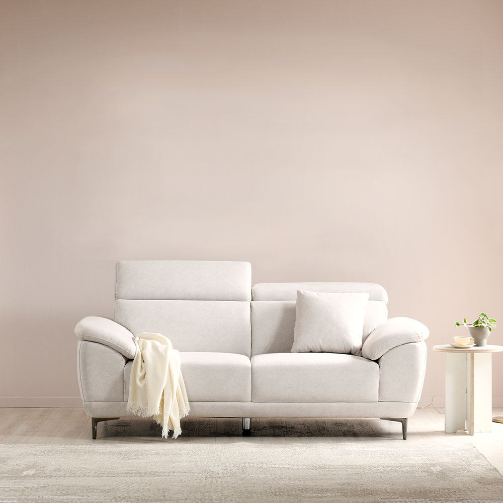 스코나 오크브 조야 아쿠아텍스 이지클린 패브릭 소파 스툴미포함, 크림베이지, 3인용