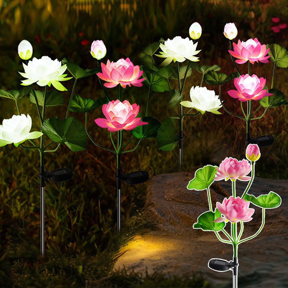 태양광 연꽃 정원등 태양열 조명 조화 조명 꽃 전구 사찰 야외 전구