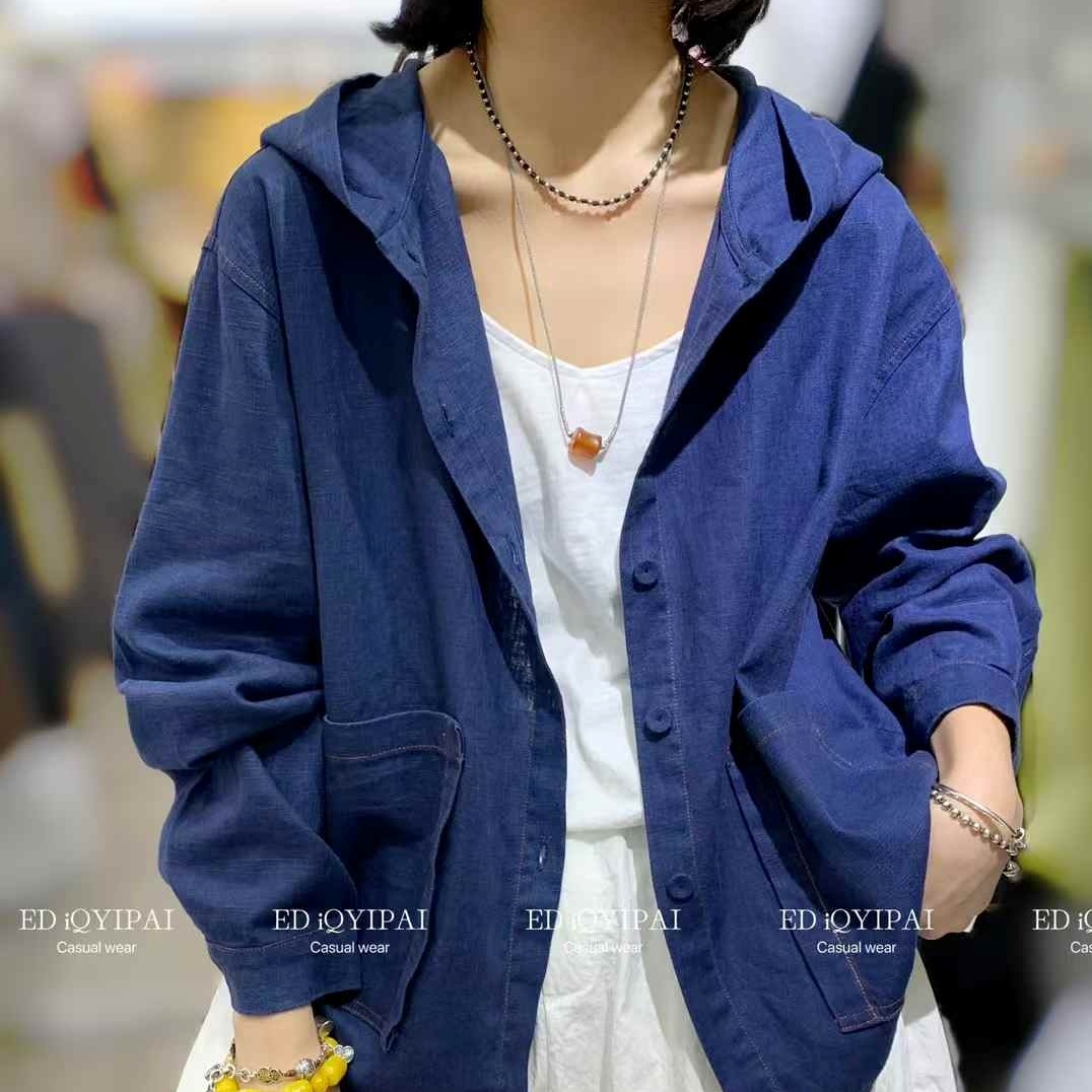 스티치 린넨자켓 봄 가을 후드자켓 루즈핏 미시옷