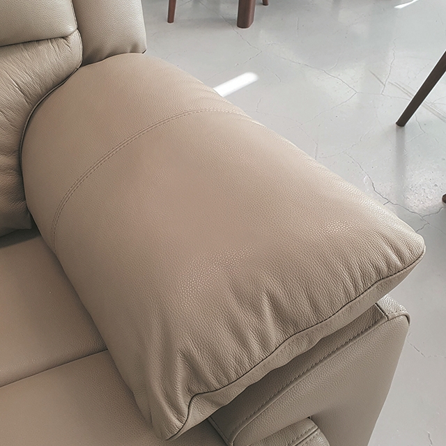 스코나 생트마리 이태리 천연 면피가죽 리클라이너 소파 스툴미포함, 진베이지, 4인용