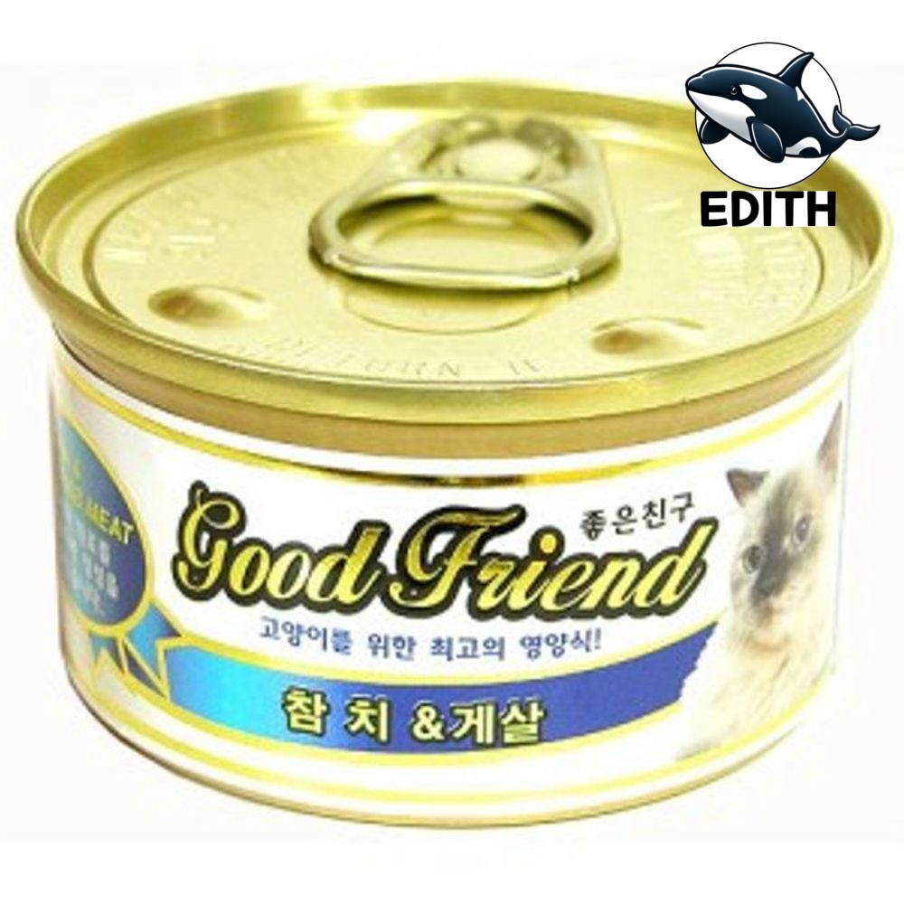 건강한 고양이 간식 캔 참치 게살 85g 프로틴 풍부 영양 통조림 : 추억감성