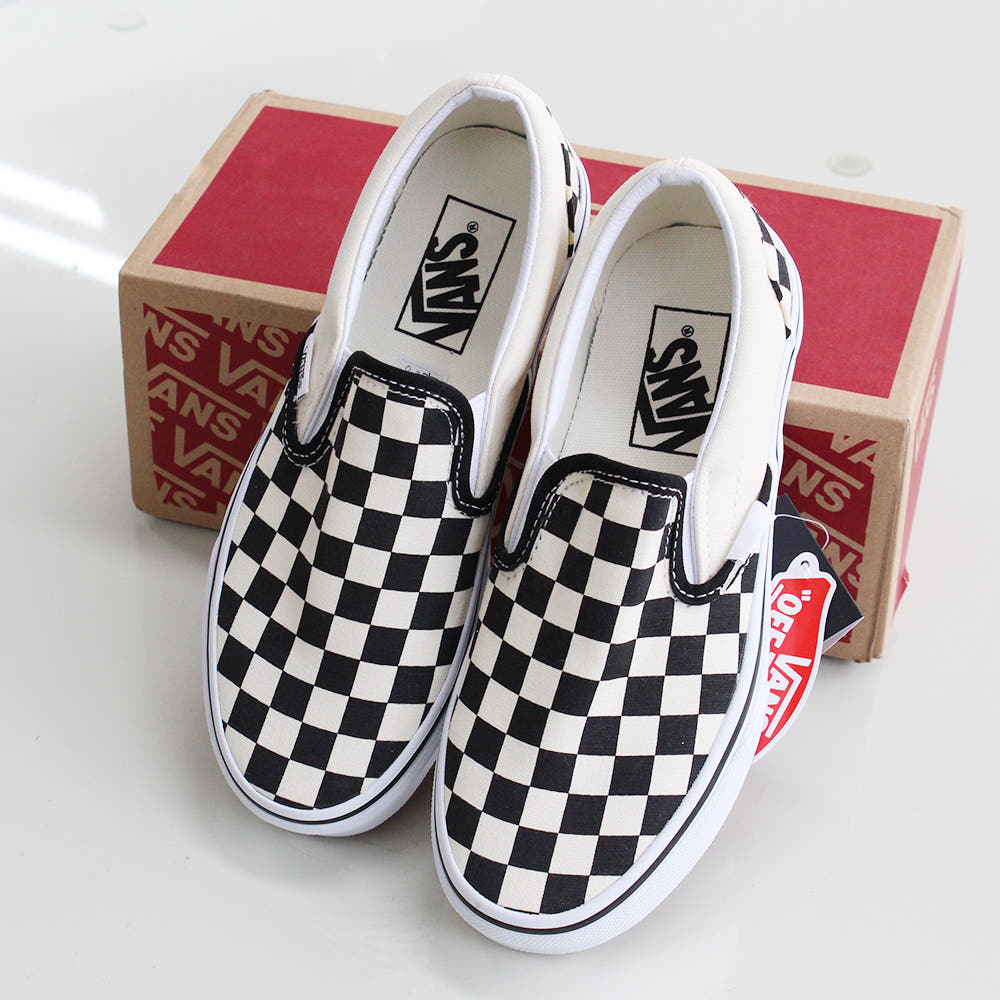 (국내매장판) 반스 슬립온 체커보드 클래식 체크 화이트 흰검 헬스화 운동화