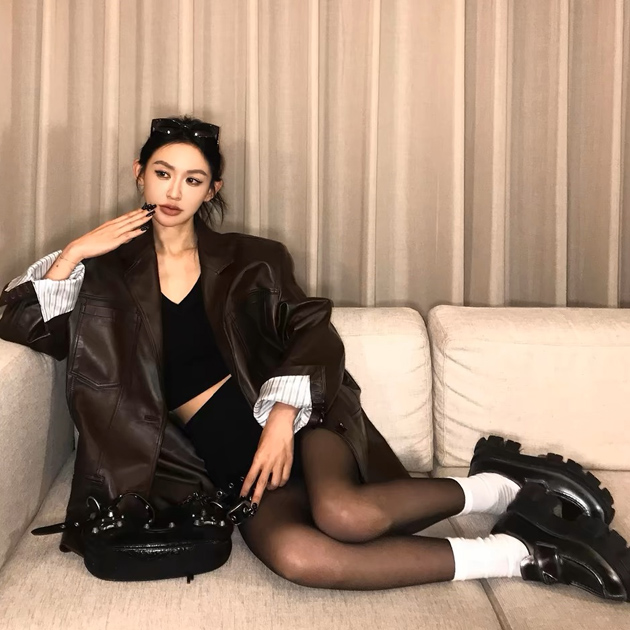 여성 양가죽 오버핏 정장 자켓 스타일리시 봄 아우터 - 상품 이미지