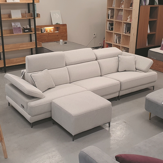 스코나 아드모 조야 아쿠아텍스 패브릭 이지클린 헤드틸팅 소파 스툴포함, 연그레이, 4인용