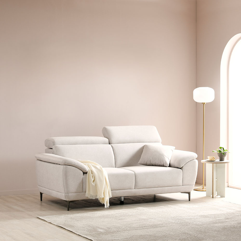 스코나 오크브 조야 아쿠아텍스 이지클린 패브릭 소파 스툴미포함, 크림베이지, 3인용