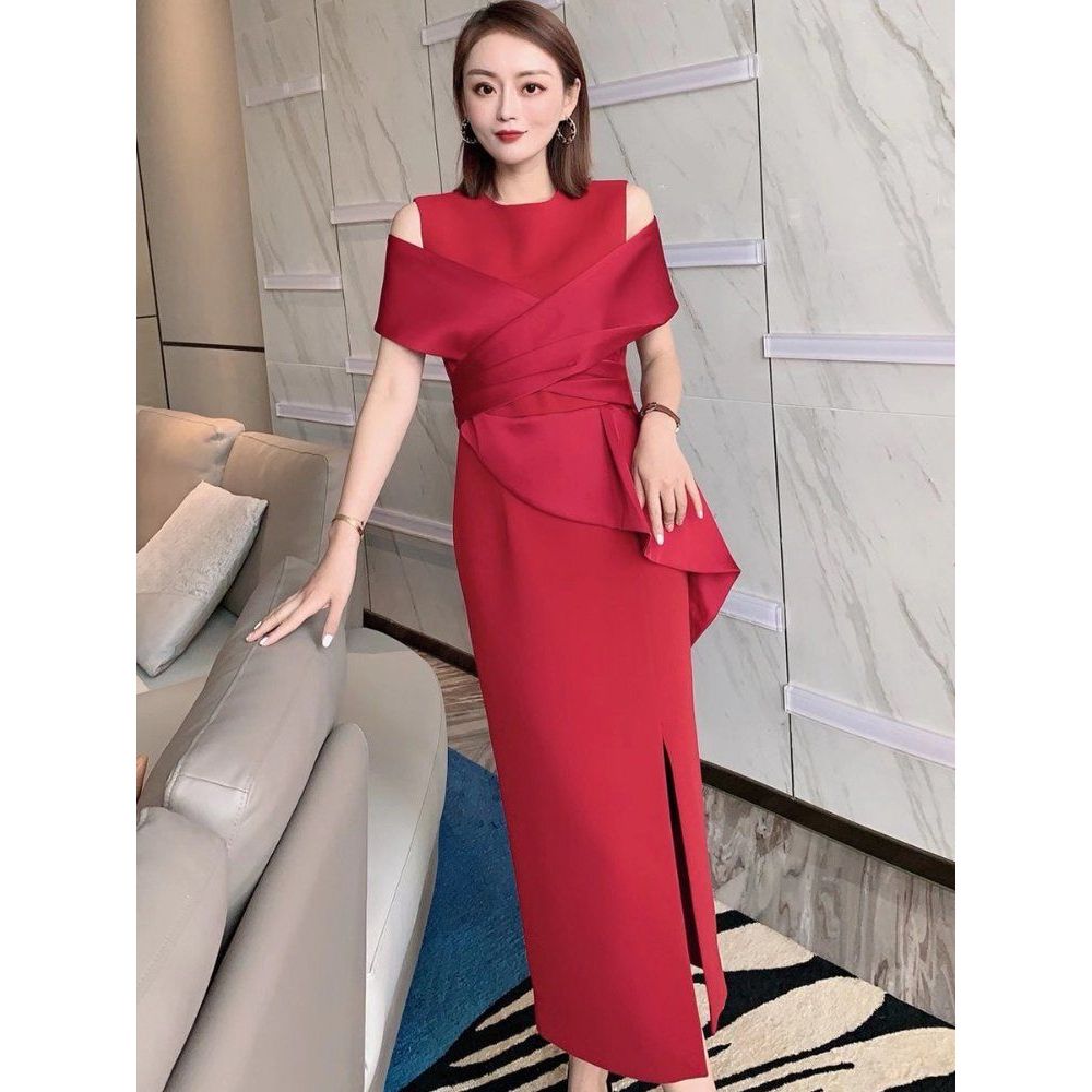 우아한 셀프웨딩 결혼식 단아한 이브닝 스냅촬영 혼주 빅사이즈 웨딩촬영 피로연 고품격 드레스 블랙 S 이미지 6