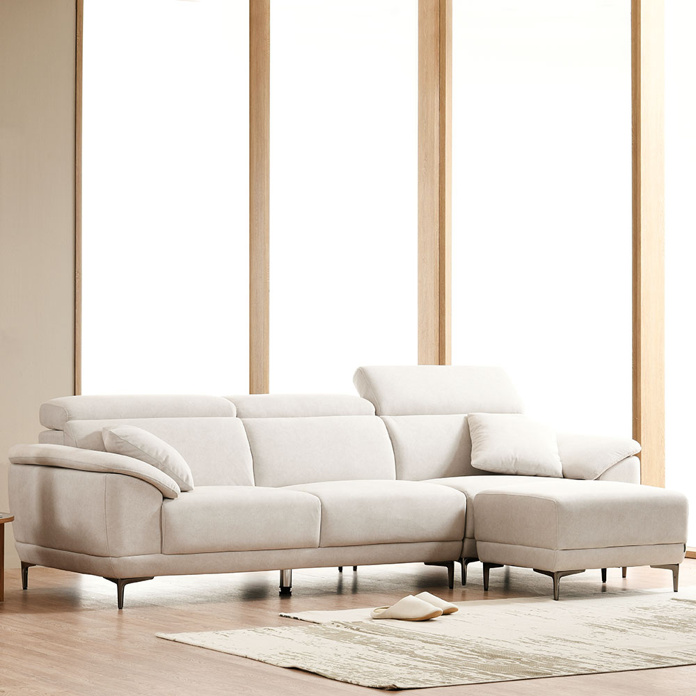 스코나 오크브 조야 아쿠아텍스 이지클린 패브릭 소파 스툴포함, 크림베이지, 4인용