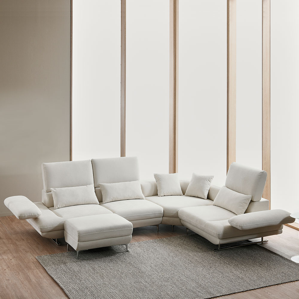 스코나 보르센 세투스 아쿠아텍스 패브릭 스윙 소파 스툴포함, 크림화이트, 5인용