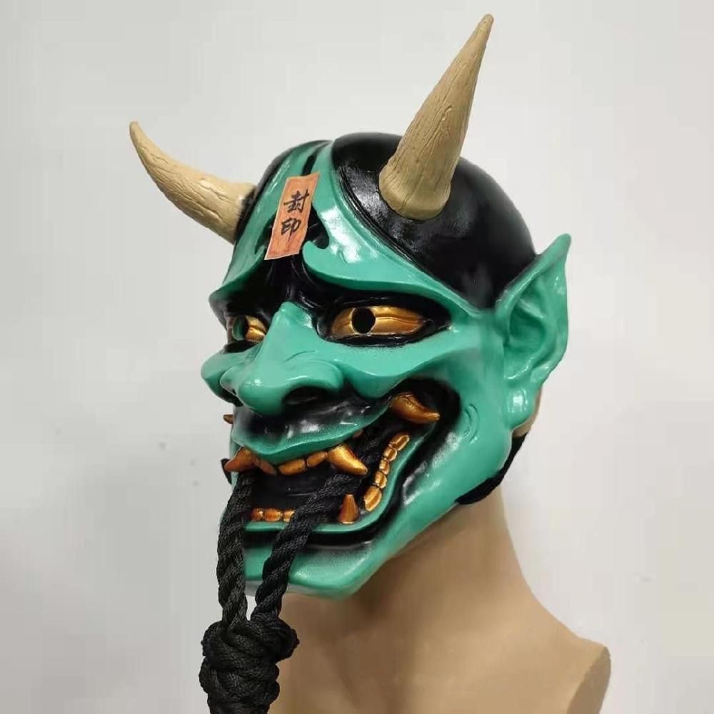윈텀 오니가면 종이탈 인싸템 파티가면 입체 소품 방송용 생일 얼굴 마스크 할로윈가면 공연 라텍스 블랙 - 상세 이미지 3