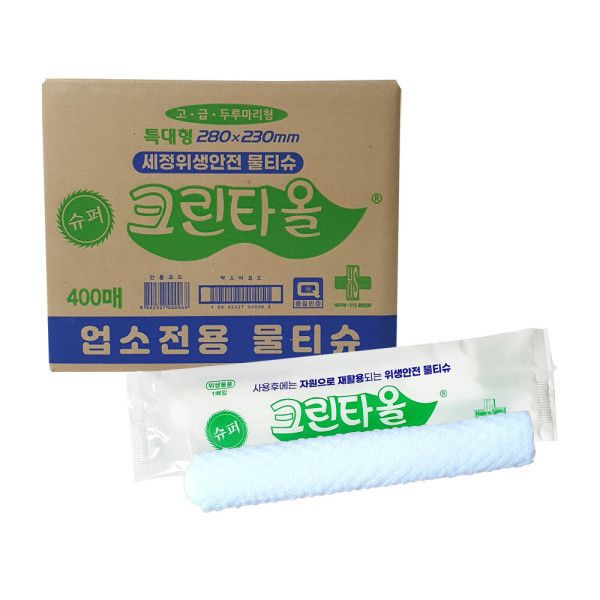 유한그린텍 슈퍼 크린타올 400매 (한박스) 두루마리형 업소용 대용량 일회용 물티슈 키친타올 : 콩콩다모아