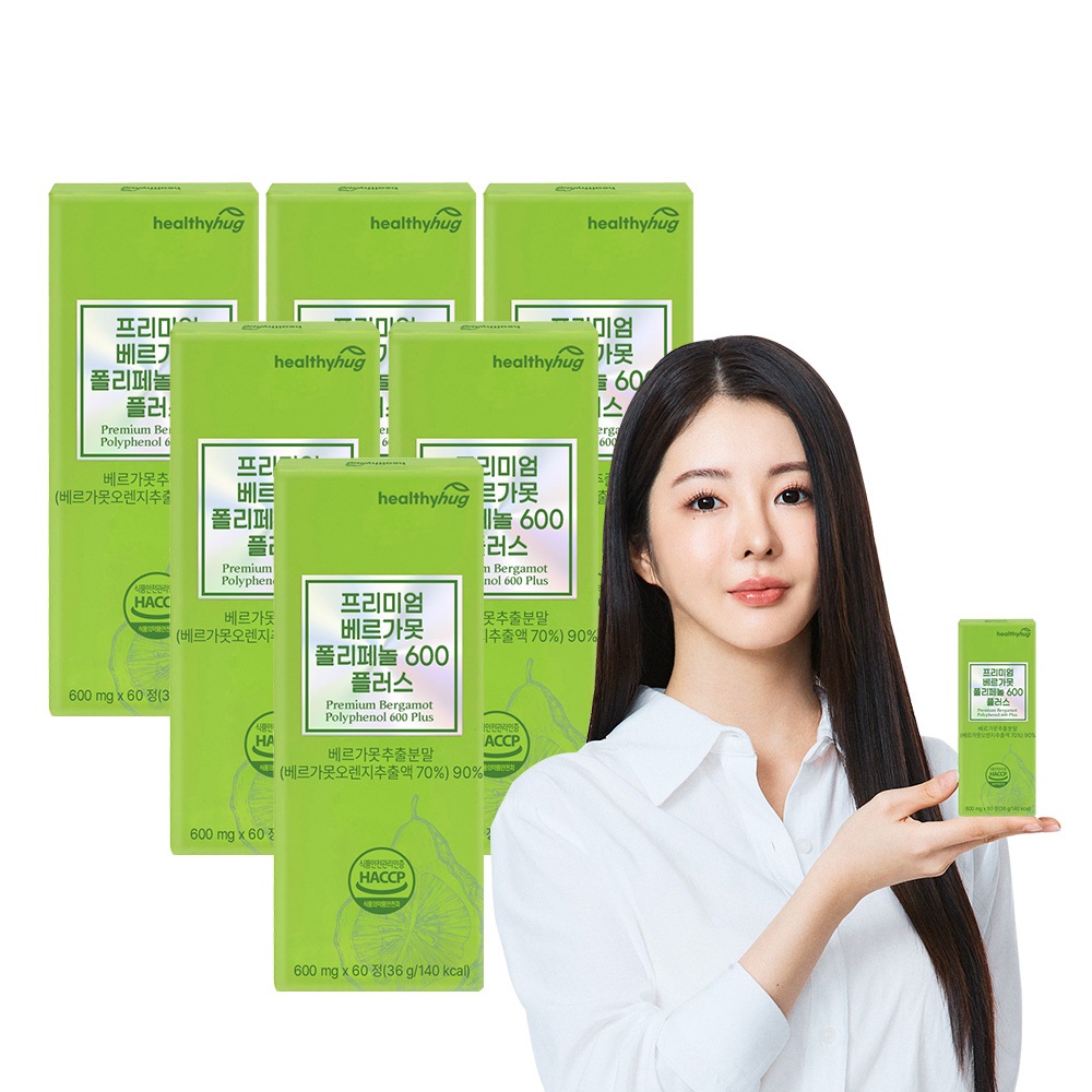 헬씨허그 프리미엄 베르가못 폴리페놀 추출물 600 플러스 60정, 6개 - 메인 이미지