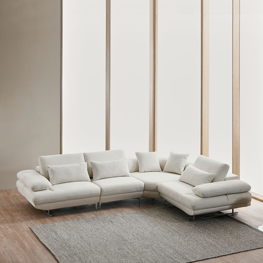 스코나 보르센 세투스 아쿠아텍스 패브릭 스윙 소파 스툴미포함, 크림화이트, 5인용