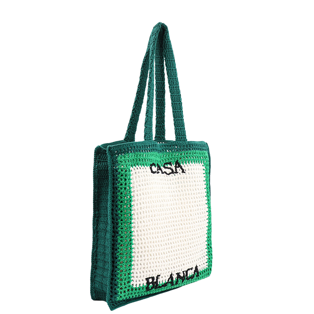 카사블랑카 로고 크로셰 숄더백 AS23 BAG 011 01 GREEN/WHITE - 상세 이미지 3