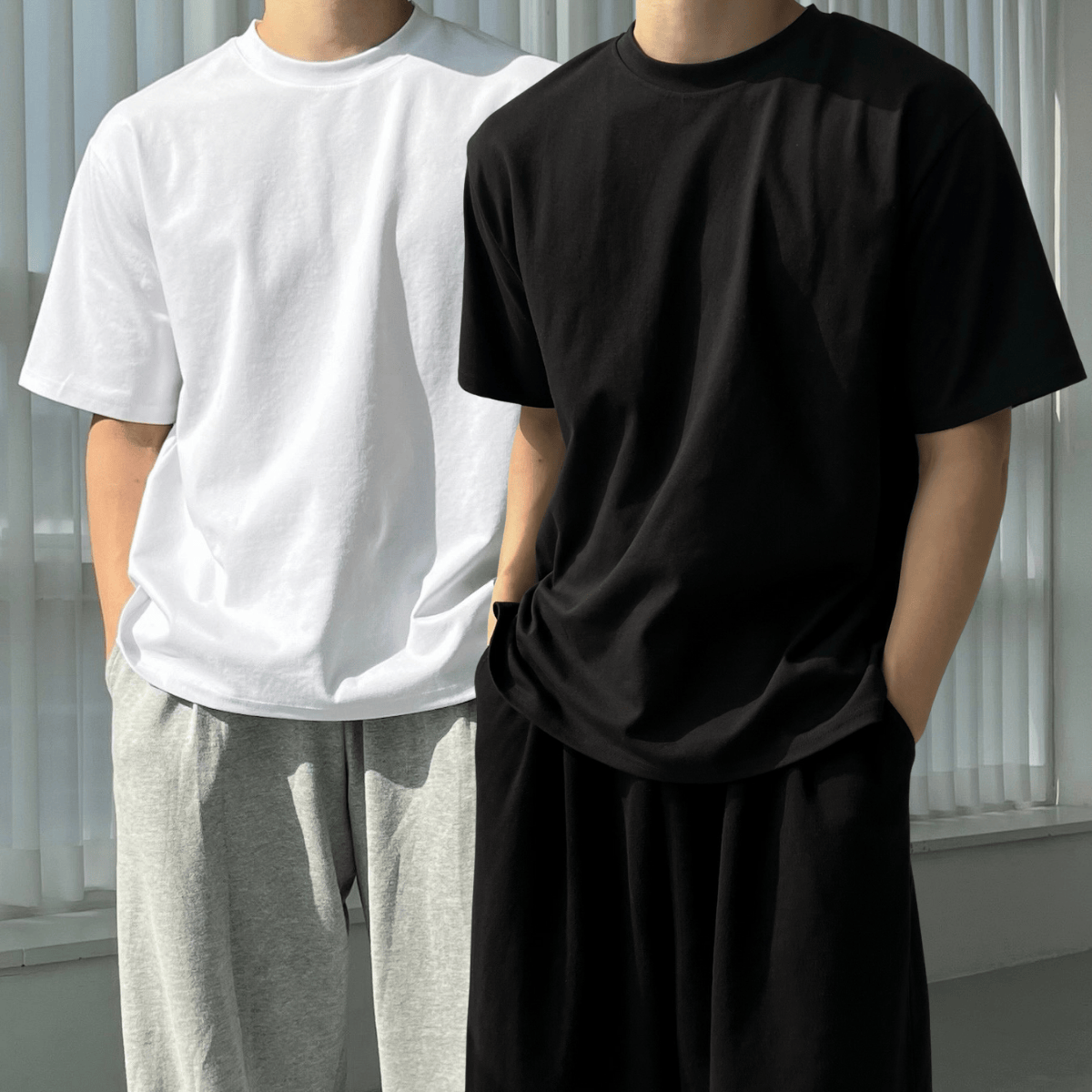 두꺼운반팔티 10수반팔티 남자레이어드 남자흰티 제품 이미지