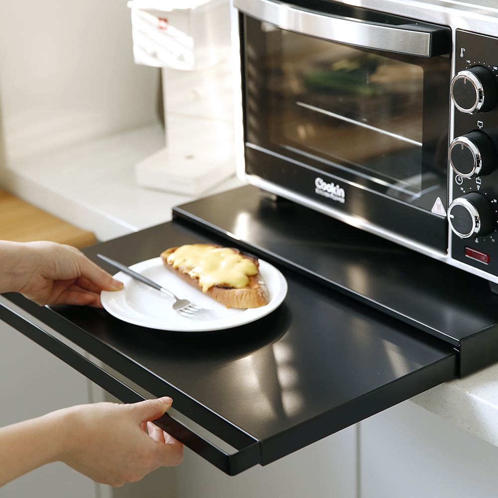 미니렌지대 밥솥 전자렌지 받침대 철제 선반 언더슬라이딩 2color