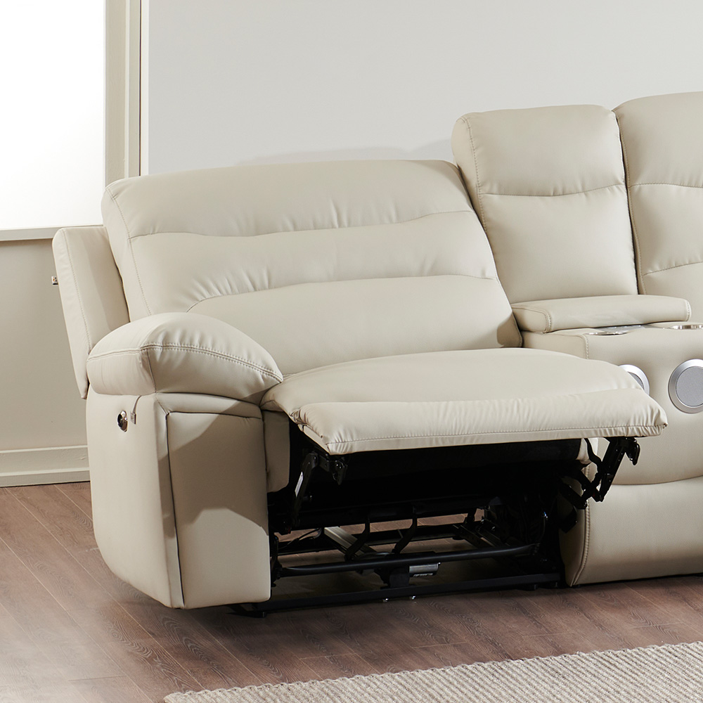스코나 네르프 소가죽 실리콘레더 전동 리클라이너 소파 스툴미포함, 크림베이지, 컵홀더 4인용