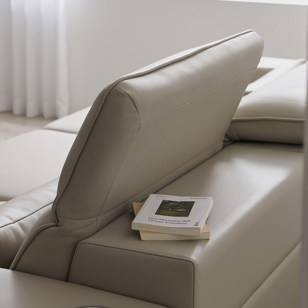 카디마 에코레더 일체형 슬라이드 리클라이너 가죽 4인 슬라이딩 모듈 소파 /스피커 옵션