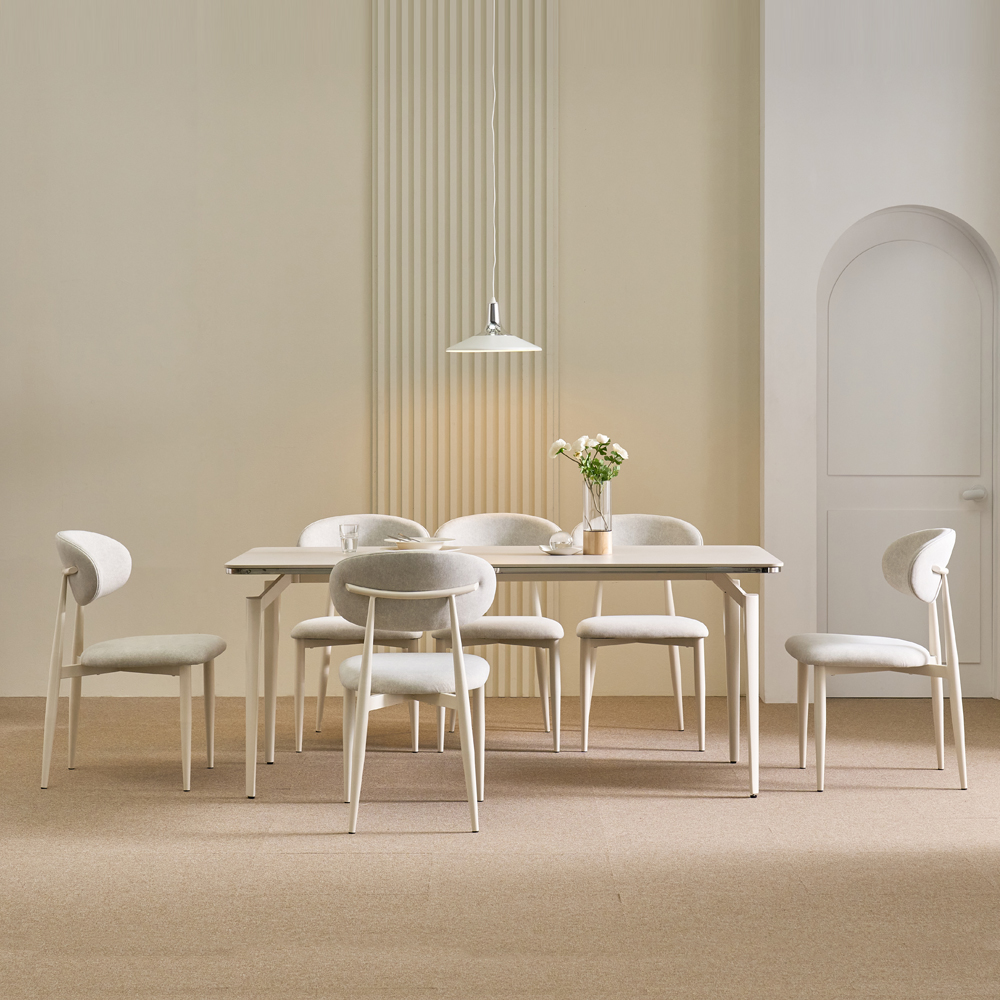 브린 1800 6인용 세트 다이닝 테이블 포세린 세라믹 식탁 의자6