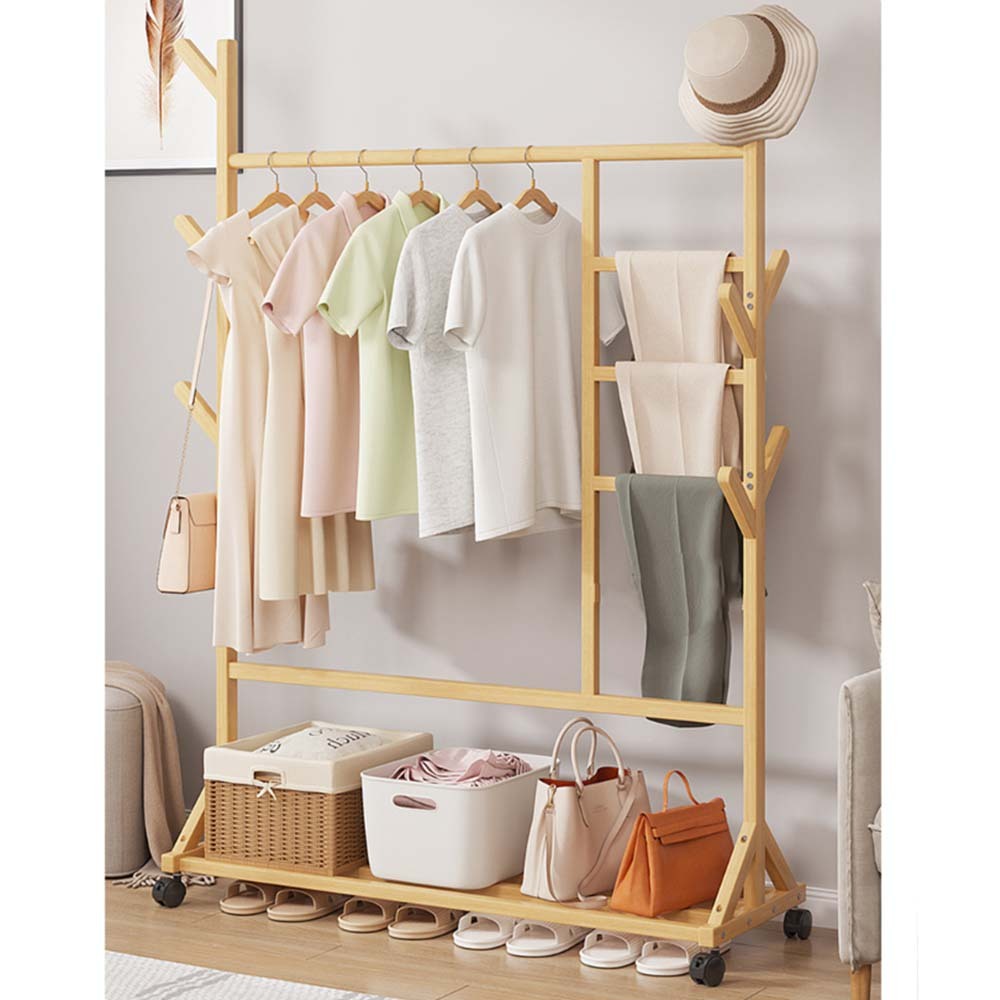 이동식 원목행거 대나무행거 튼튼한 스탠딩옷걸이 코트랙