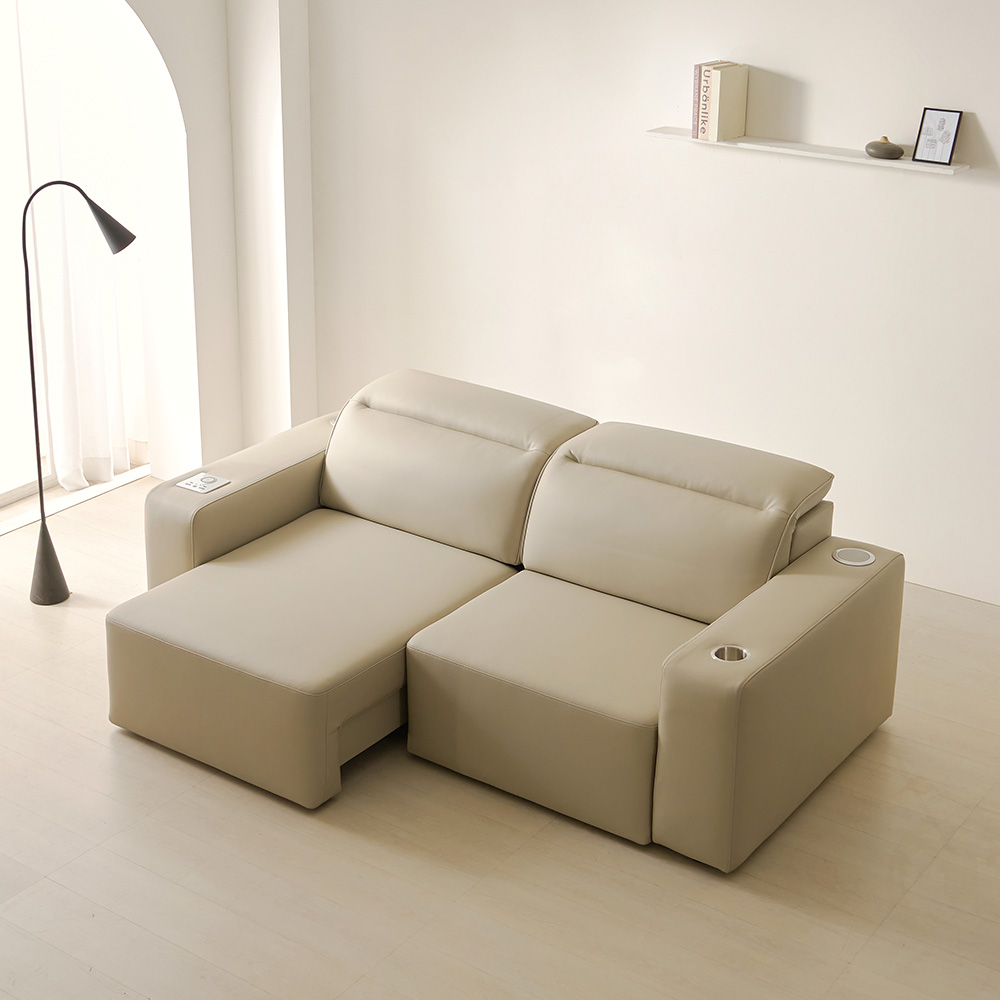 카디마 에코레더 일체형 슬라이드 리클라이너 가죽 4인 슬라이딩 모듈 소파 /스피커 옵션