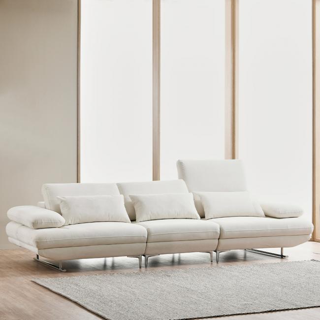 스코나 보르센 세투스 아쿠아텍스 패브릭 스윙 소파 스툴미포함, 크림화이트, 4인용