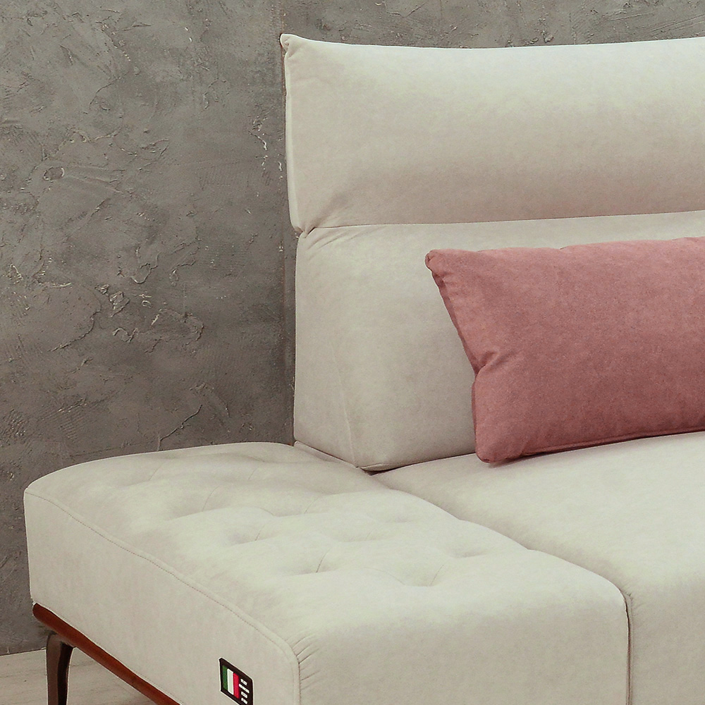 스코나 론데일 애쉬원목 조야 아쿠아텍스 패브릭 소파 스툴미포함, 아이보리, 4인용