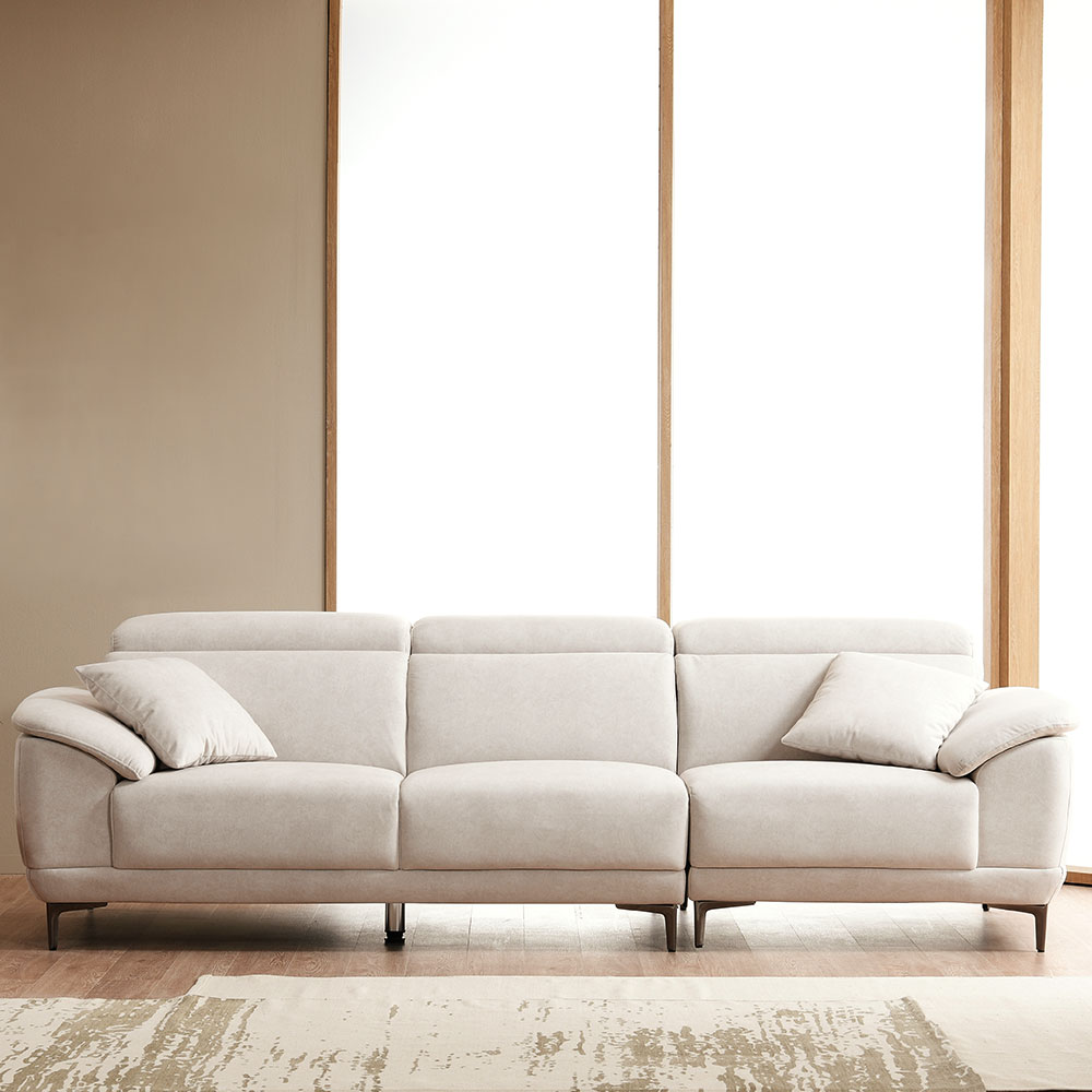 스코나 오크브 조야 아쿠아텍스 이지클린 패브릭 소파 스툴미포함, 크림베이지, 4인용