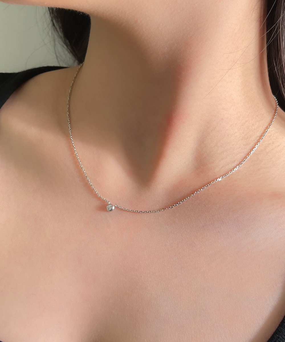 2.8mm 랩 다이아 미니 베젤 라운드 목걸이 데일리 - 상세 이미지 3