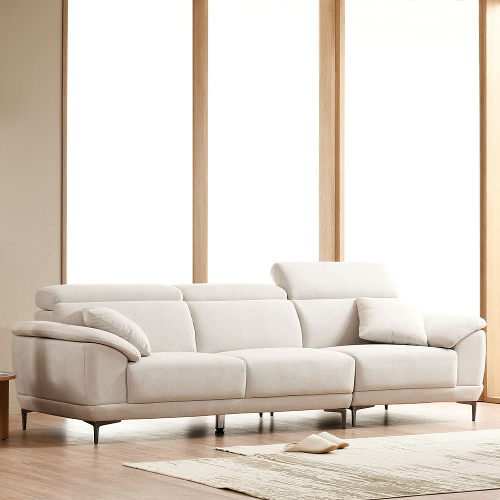 스코나 오크브 조야 아쿠아텍스 이지클린 패브릭 소파 스툴미포함, 크림베이지, 4인용