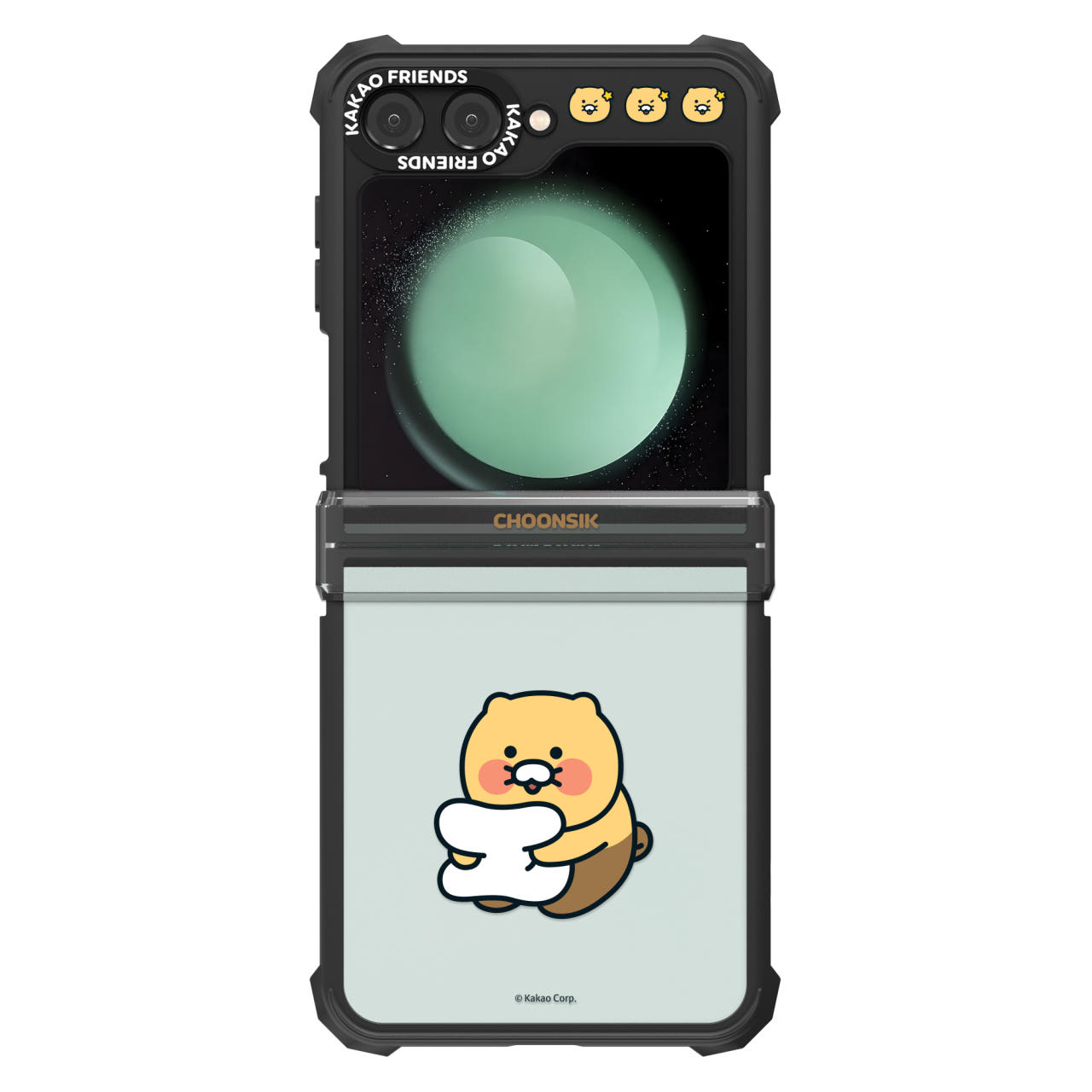 모란카노 맥세이프 임팩트 제로 카카오 춘식이 디자인 범퍼 투명 케이스 춘식이쿠션, 갤럭시 Z플립5 - 상품 이미지