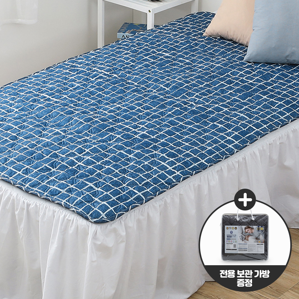 곰표한일 워셔블 전기요 온열매트 캠핑 스퀘어블루 싱글