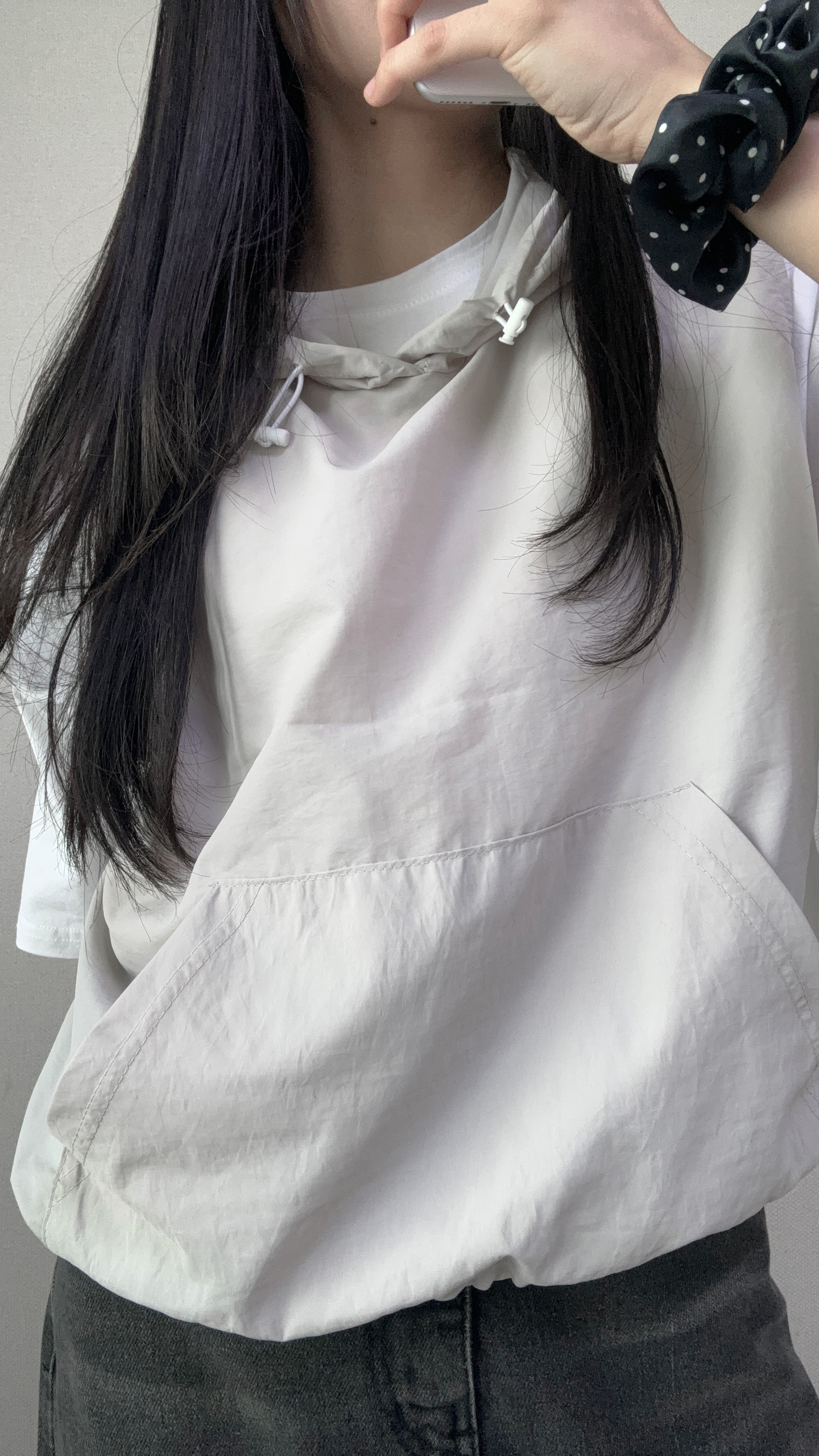 아노락조끼 레이어드 후드 나일론 조끼 베스트 나시 스트링 여자 봄 여름 [3Color] - 상세 이미지 2