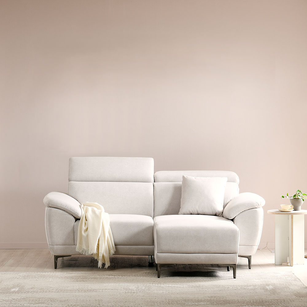 스코나 오크브 조야 아쿠아텍스 이지클린 패브릭 소파 스툴포함, 크림베이지, 3인용