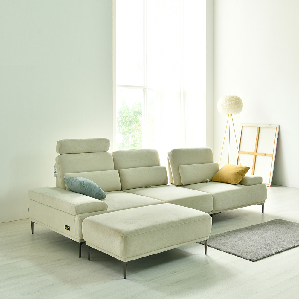 스코나 레아모 타이보 아쿠아텍스 패브릭 스윙 소파 스툴포함, 연그레이, 4인용