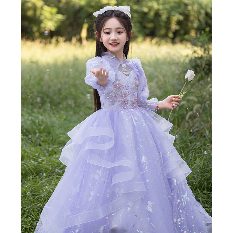 연주회 드레스 이브닝 브라이덜샤워 파티룩 여자 하이 엔드 라이트 럭셔리 긴팔 웨딩 촬영 - 상세 이미지 5